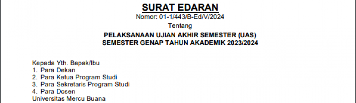 Surat Edaran UAS Genap 2023-2024